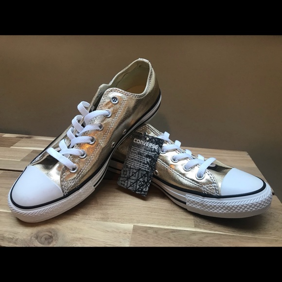 gold converse low tops